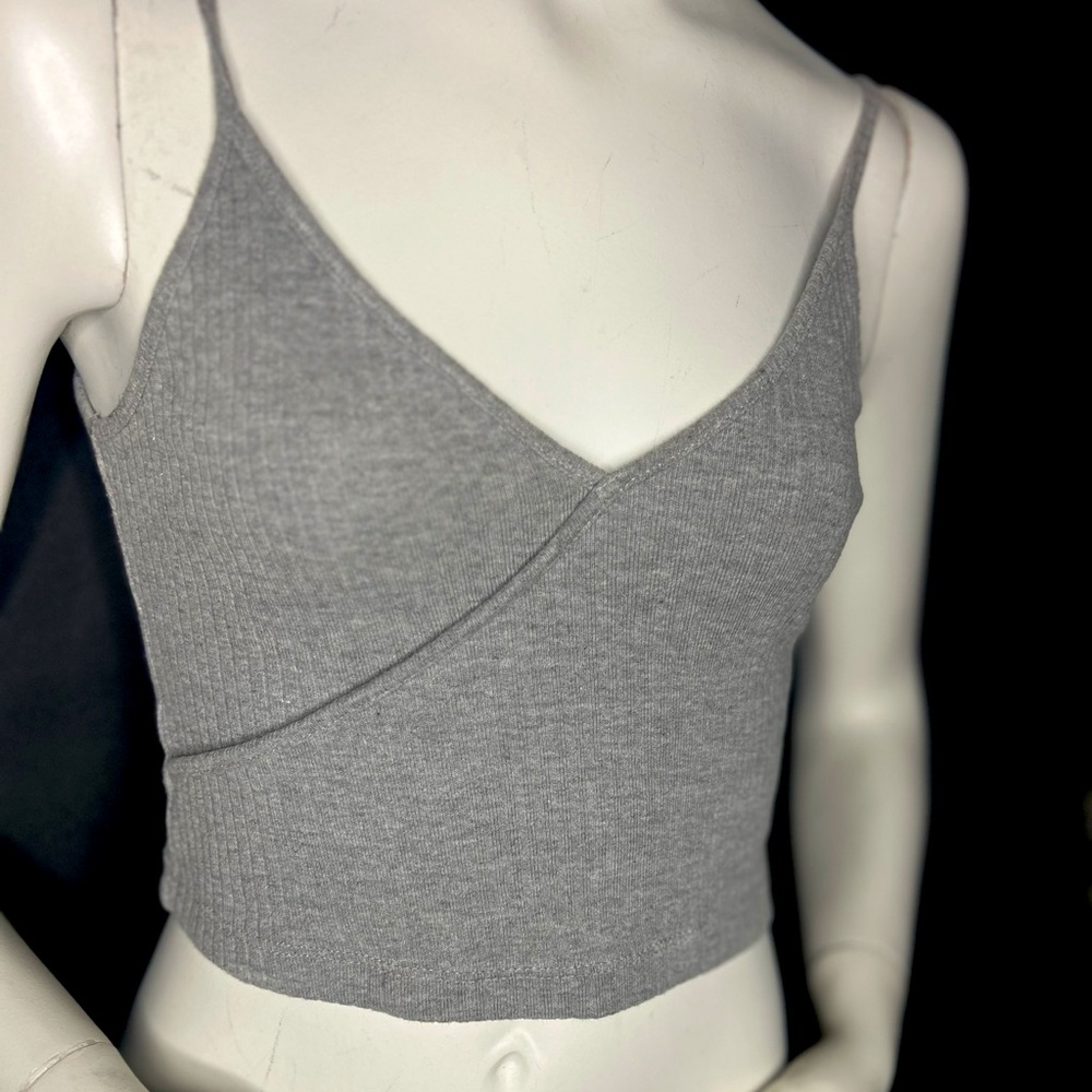 Topshop Grey Ribbed Women's Top